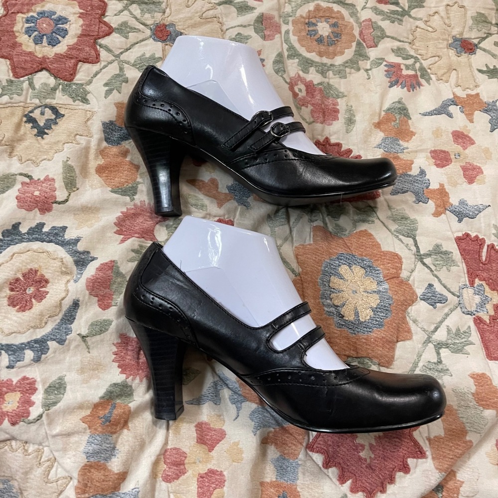 Vtg Mudd Women 8.5 Mary Jane Shoes Y2K Chunky Black Emo 90s Goth Buckle Pump - Picture 2 of 9